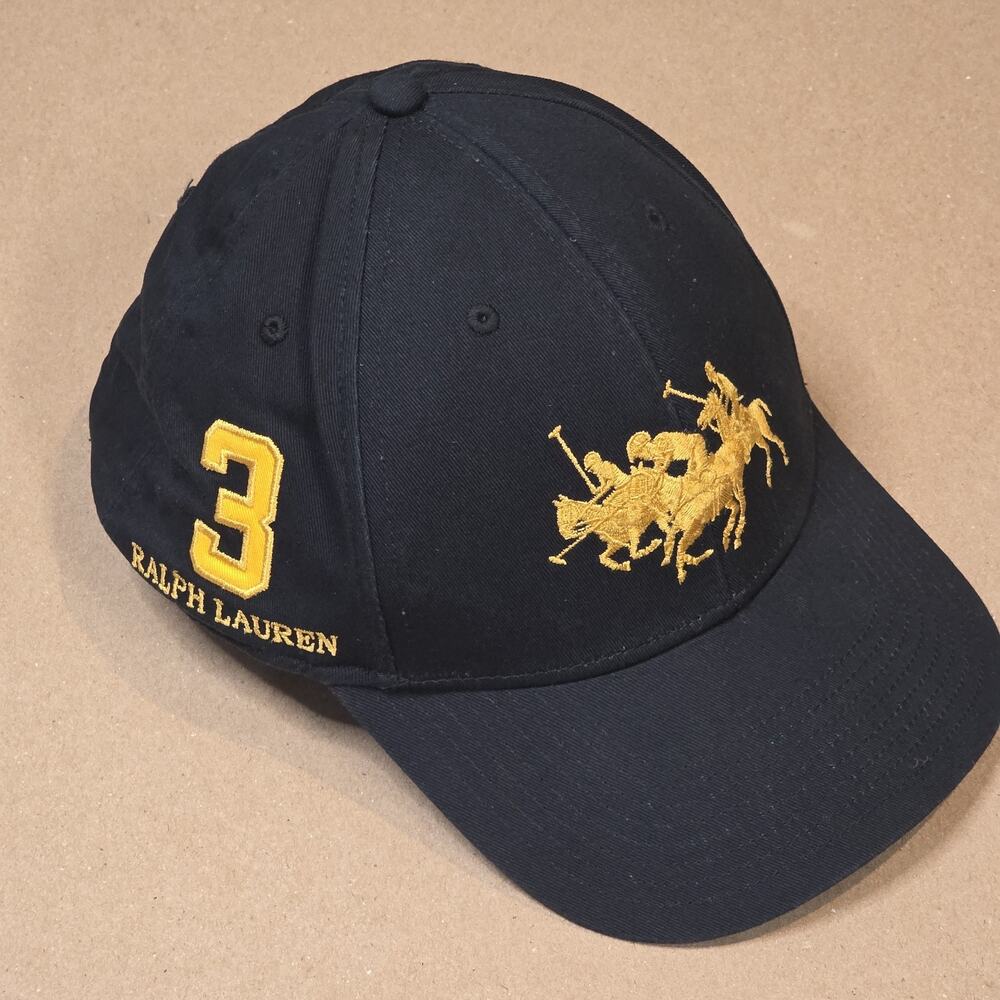 Polo Ralph Lauren Men's Lunar New Year Twill Ball Cap Gold Triple Pony Black Hat